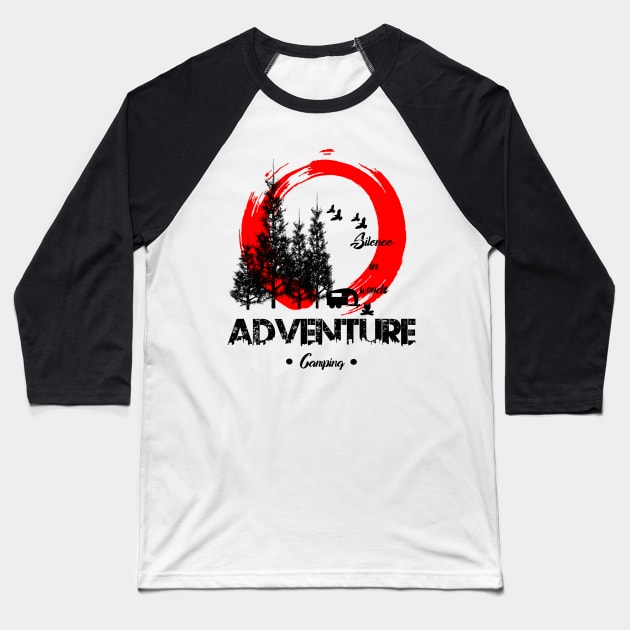 Adventure camping silence in woods Baseball T-Shirt by The Bombay Brands Pvt Ltd